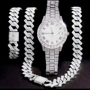 Silver Crystal-Accent Women's Watch and Bracelet Set